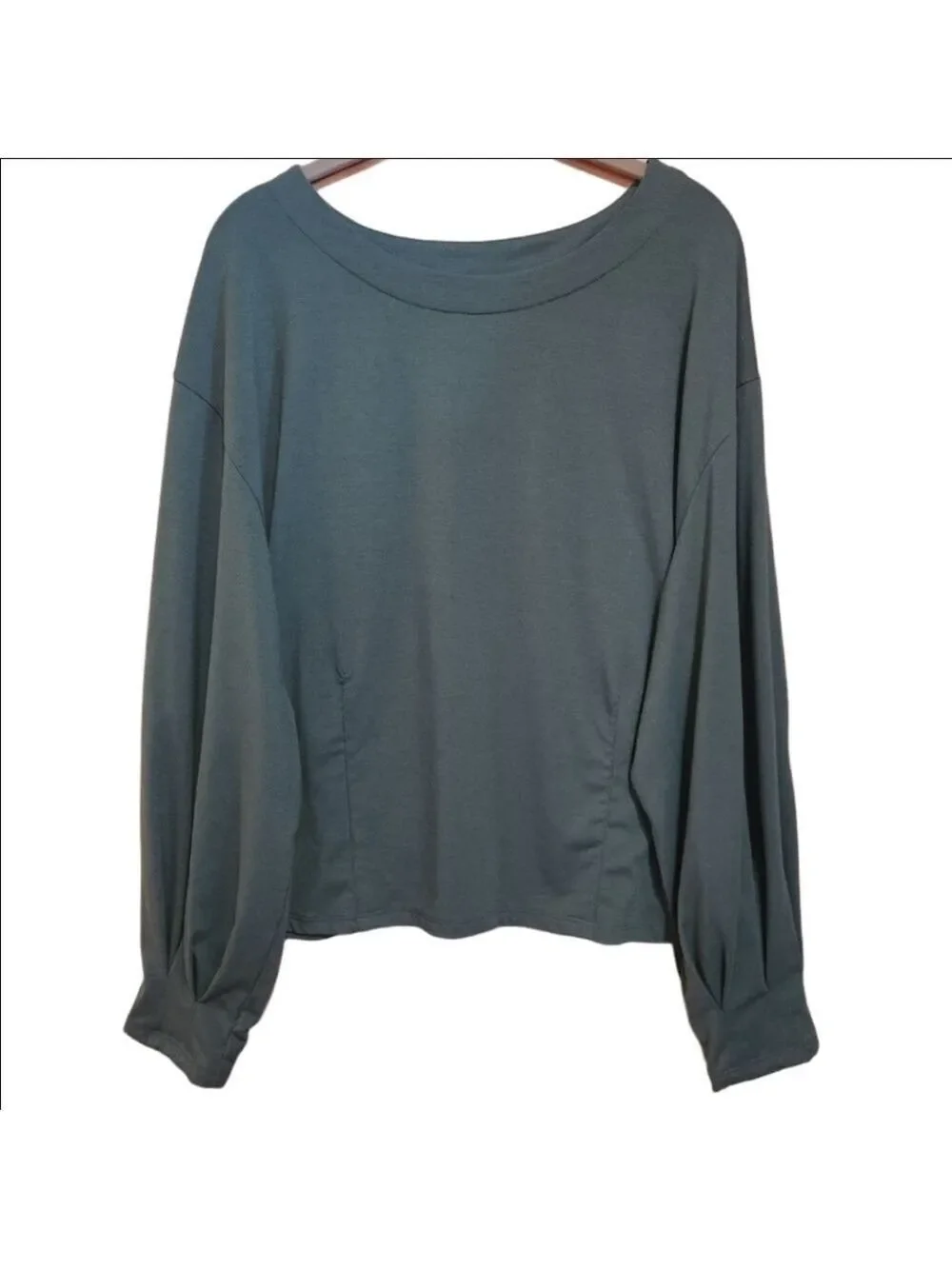 PROLOGUE WOMEN'S BALLOON DROP SLEEVE DARTED CUFF TOP SHIRT GREEN NWOT SIZE XL